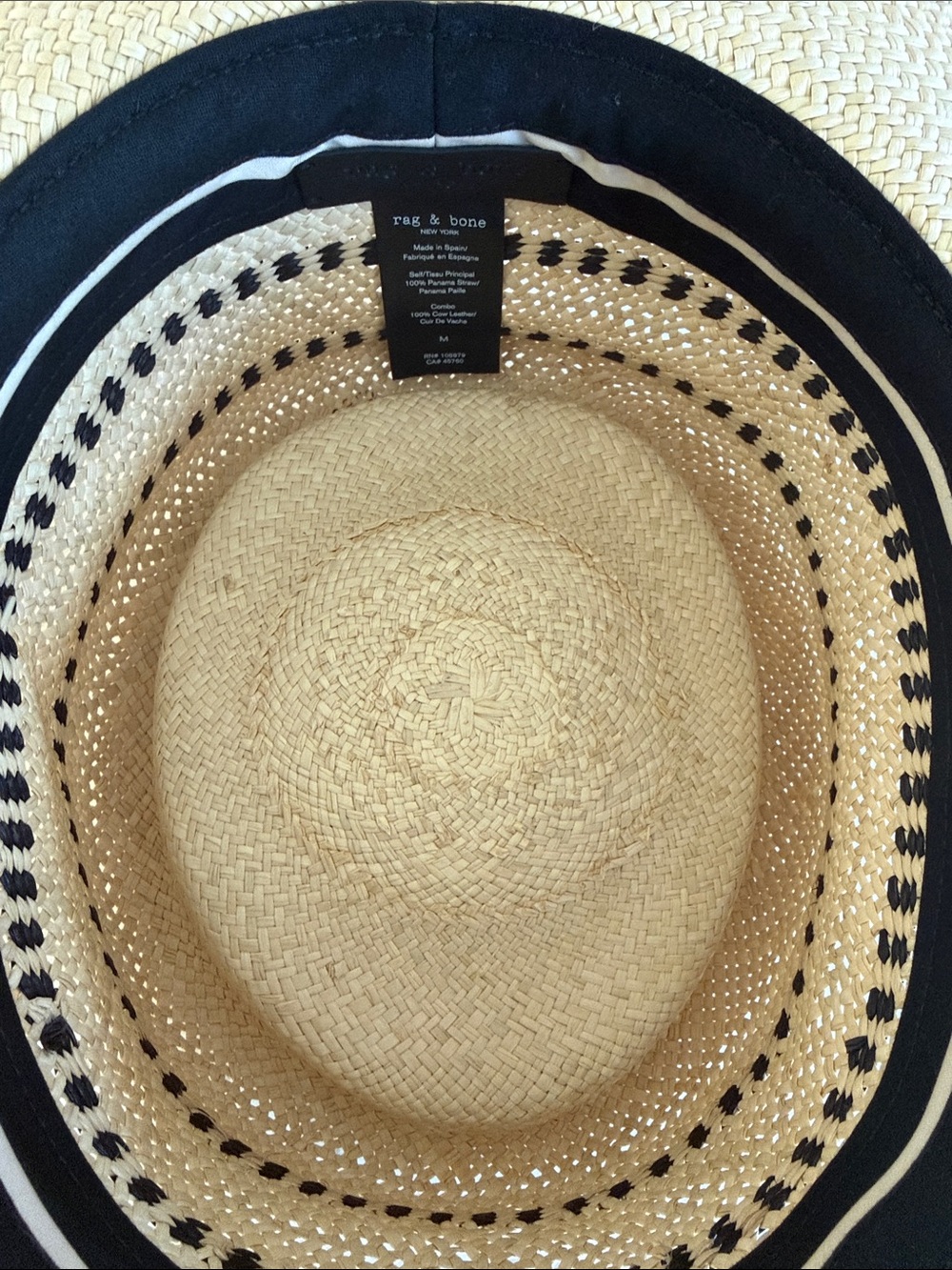 rag & bone Cora Panama Natural Straw Wide-Brim Hat with Brown Leather Band - Picture 5 of 5
